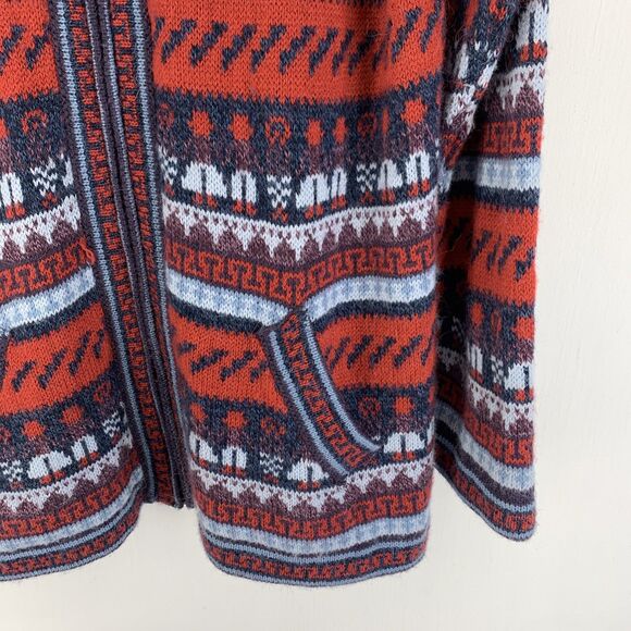 Sanyork Women XL Alpaca Cardigan Hooded Full Zip Long Boho Hand Knit Peru Aztec - Picture 2 of 9